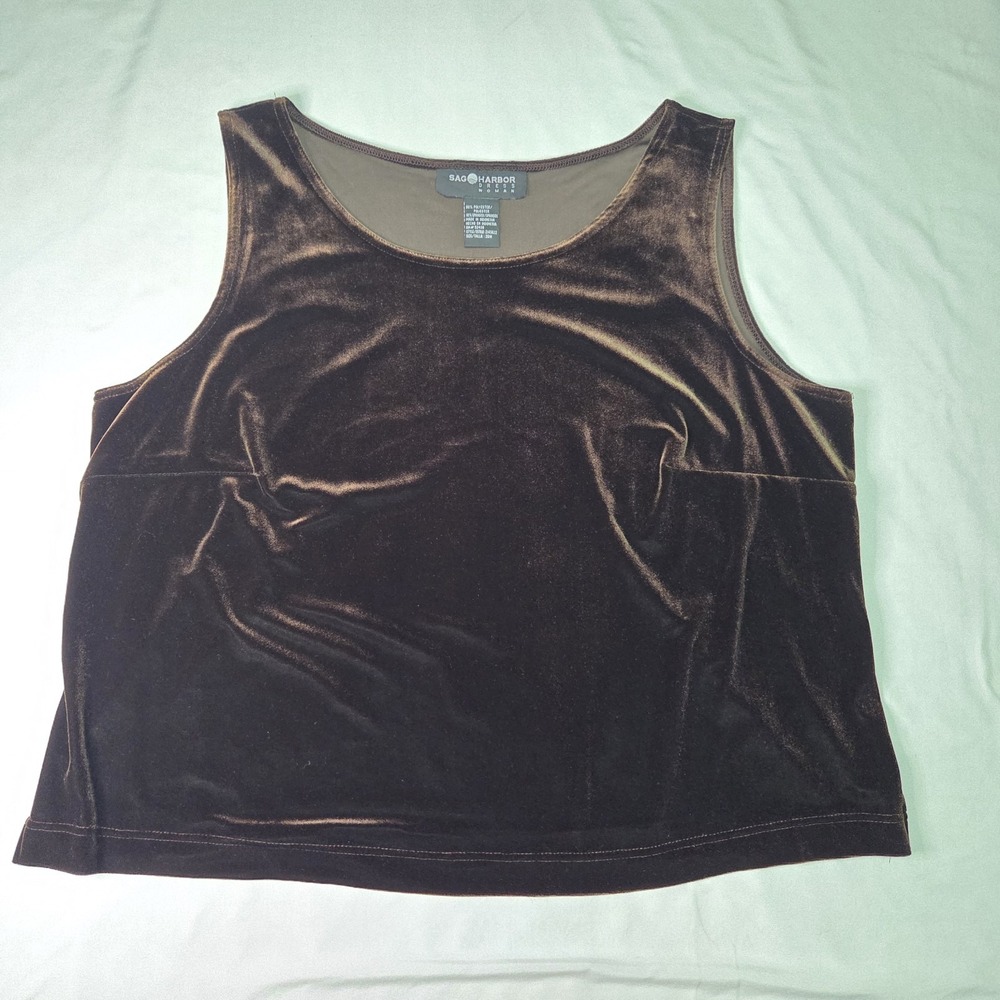 Sag Harbor Plus Sz 20w/2x Brown Velvet Tank Forest Fairy Grunge Dark Academia